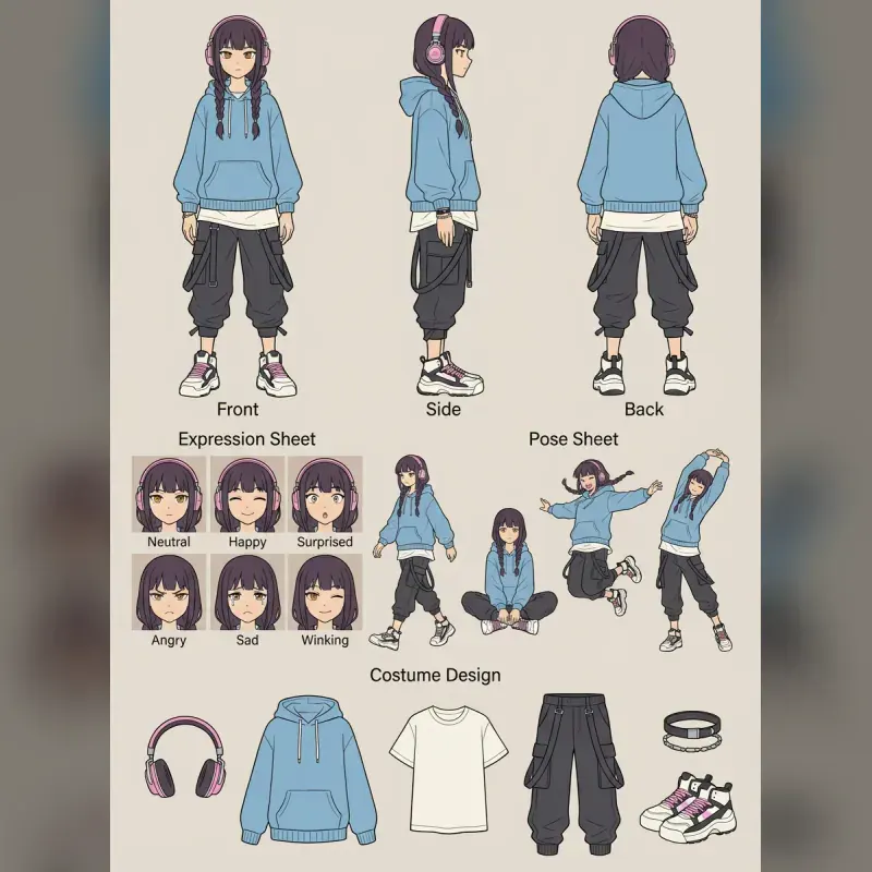 Planche de conception de personnage — Après