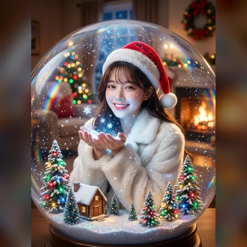 Portrait de Noël dans une boule à neige — Après